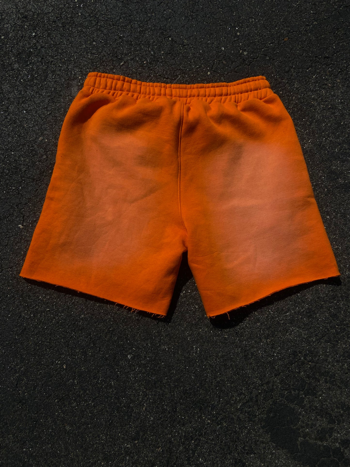 Orange 'Blockstar' Distressed Shorts