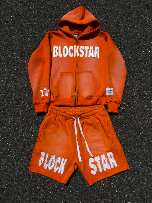 ORANGE “BLOCKSTAR” SHORT SET